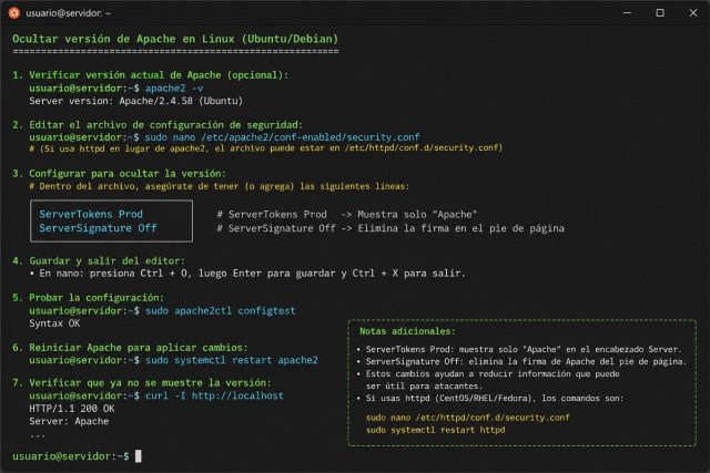 Seguridad WP #0011: Ocultar Versión de Apache