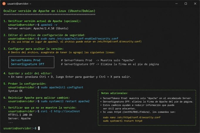 Seguridad WP #0011: Ocultar Versión de Apache