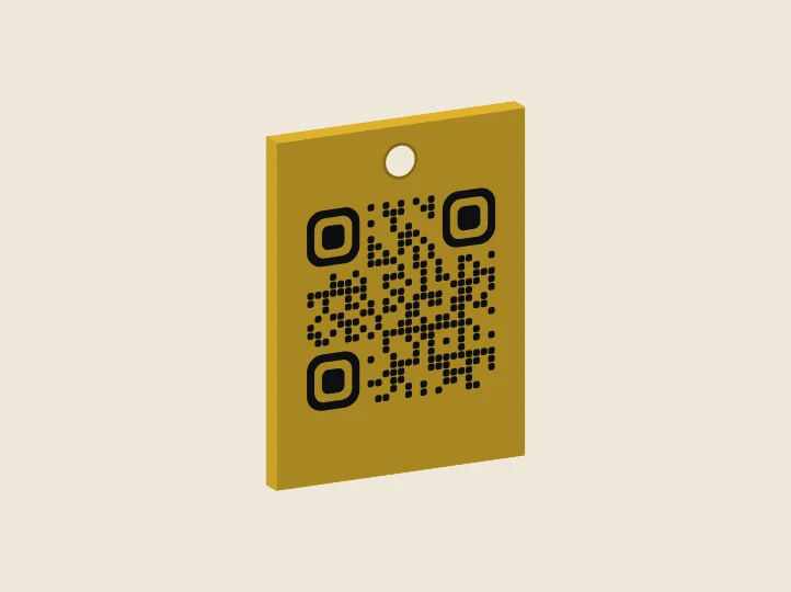 Vista previa 3D del llavero con el código QR en relieve
